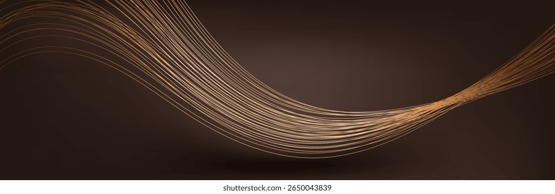 Abstract Music background. Big Data Particle Flow Visualisation chemical industry. Science infographic futuristic illustration. Sound wave. Premium background design with mocha mousse sound wave