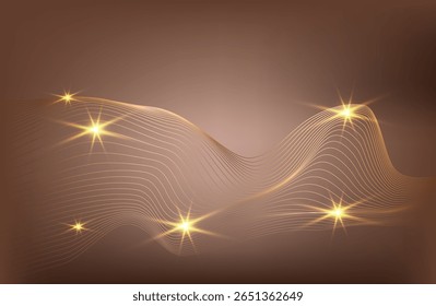 Abstract Music background. Big Data Particle Flow Visualisation chemical industry. Science infographic futuristic illustration. Sound wave. Premium background design with mocha mousse sound wave