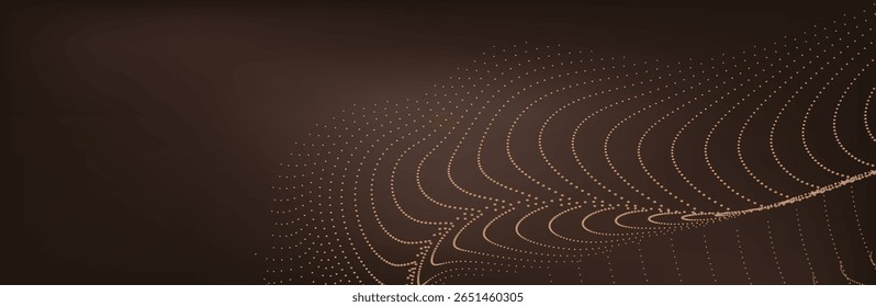 Abstract Music background. Big Data Particle Flow Visualisation chemical industry. Science infographic futuristic illustration. Sound wave. Premium background design with mocha mousse sound wave