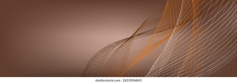 Resumo da música. Indústria química de visualização de fluxo de partículas de Big Data. Ilustração futurista de infográfico de ciência. Onda sonora. Design de fundo premium com onda de som mocha mousse