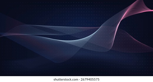 Abstrakte Musik Hintergrund. Big Data Particle Flow Visualisierung chemische Industrie. Wissenschaft Infografik futuristische Illustration. Schallwelle. Premium-Hintergrunddesign mit Mocha-Mousse-Schallwelle