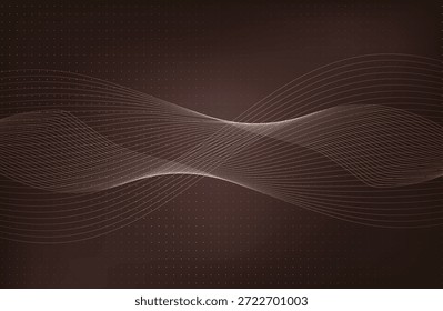 Abstract Music background. Big Data Particle Flow Visualisation chemical industry. Science infographic futuristic illustration. Sound wave. Premium background design with mocha mousse sound wave