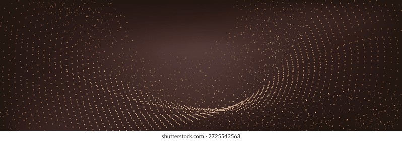 Resumo da música. Indústria química de visualização de fluxo de partículas de Big Data. Ilustração futurista de infográfico de ciência. Onda sonora. Design de fundo premium com onda de som mocha mousse
