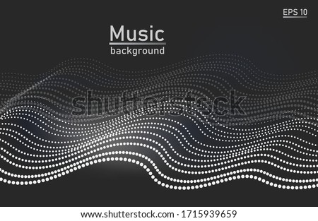Abstract Music background. Big Data Particle Flow Visualisation. Science infographic futuristic illustration. Sound