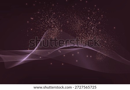 Abstract Music background. Big Data Particle Flow Visualisation chemical industry. Science infographic futuristic illustration. Sound wave. Premium background design with plum noir  sound wave