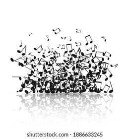 Abstract music background with black note symbols. Vector illustration