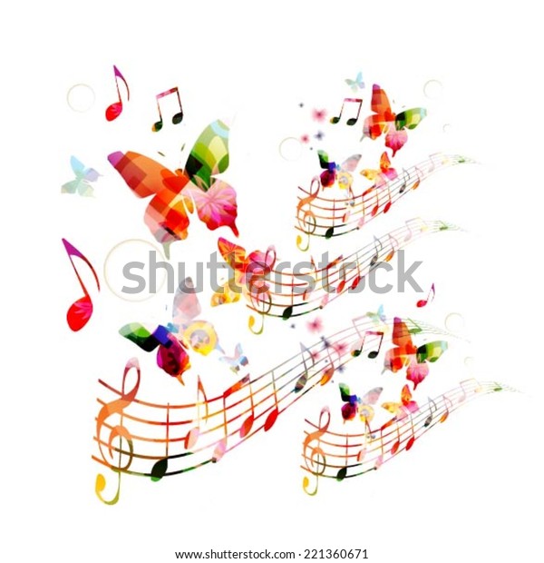 Abstract Music Background Butterflies Stock Vector (Royalty Free) 221360671