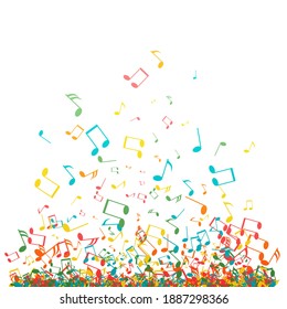 Abstract music background with color notes symbols. Vector illustration