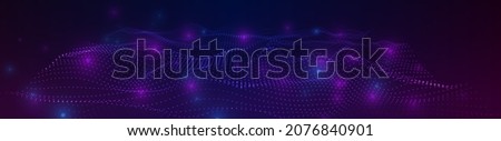 Abstract Music Background. Digital Particles Equalizer For Music, Showing Sound Waves With Musical Waves. Vector Illustration.