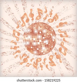 Abstract music background with disco ball 