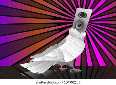 abstract music background dj wings speakers disco sphere feather