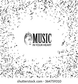 Abstract Music Background. Falling Notes. Vector illustration