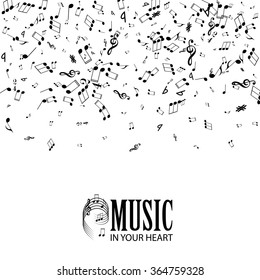 Abstract Music Background. Falling Notes. Vector illustration