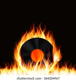 Abstract Music Background with Fire Vector Illustration for Your Design