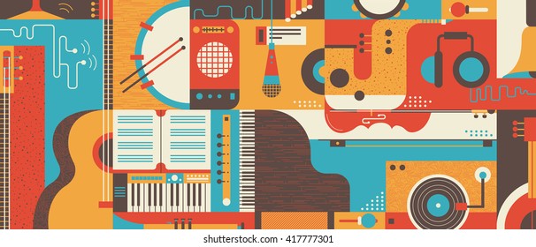 Abstract Music Background flat vector illustration