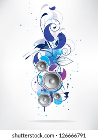 abstract music background with floral elements and swirls