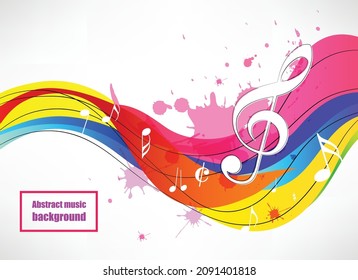 abstract music background. Grunge vector background with music notes in vintage style
