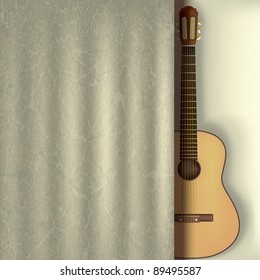 abstract music background with guitar and curtain