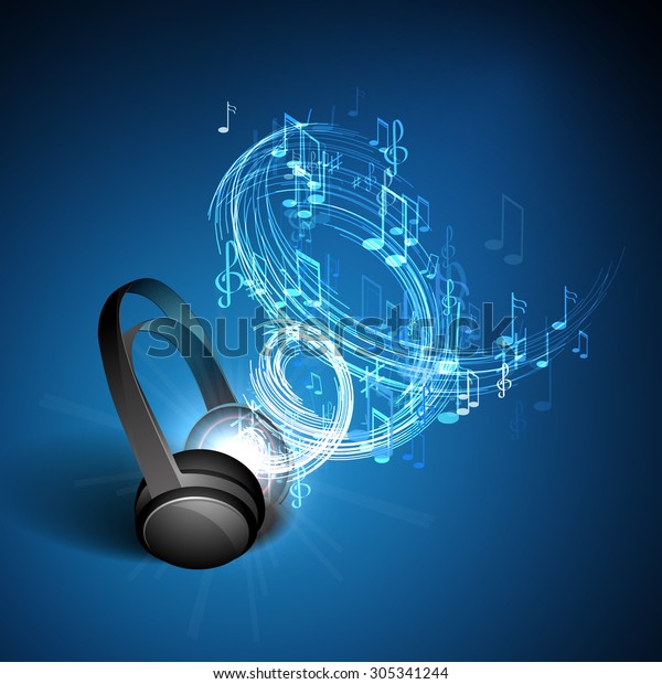 Abstract Music Background Headphones Musical Notes Stock Vector ...