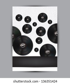 Abstract music background illustration for your design with space for text and many vinyl disks. (Vector EPS10)