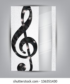 Abstract music background illustration for your design with vinyl disks under the sol note and space for text. (Vector EPS10)