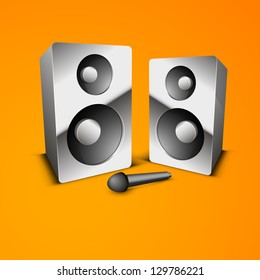 Abstract music background with loudspeakers.