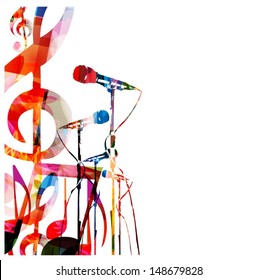 Abstract music background with microphones