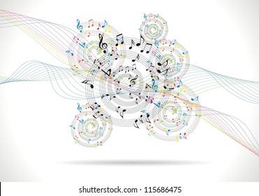 abstract music background with musical notes on white