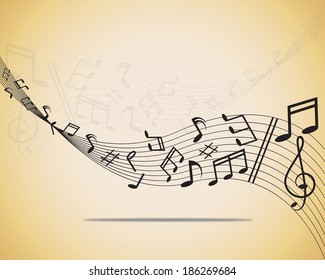 Abstract music background with notes