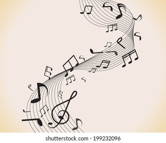 Abstract music background with notes