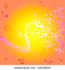 Abstract music background with notes
