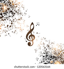 Abstract Music Background With Notes and Treble Clef