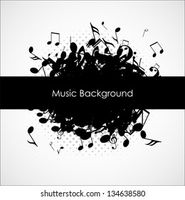 Abstract music background with notes, vector illustration