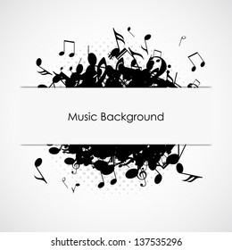 Abstract music background with notes, vector illustration