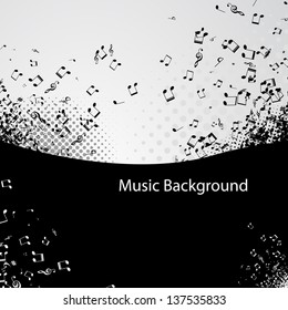 Abstract music background with notes, vector illustration