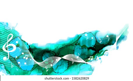 Abstract music background with notes. Vector illustration