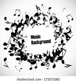 Abstract music background with notes, vector illustration