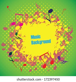 Abstract music background with notes, vector illustration