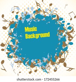 Abstract music background with notes, vector illustration