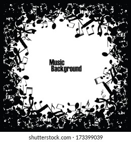 Abstract music background with notes, vector illustration