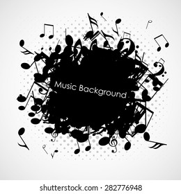 Abstract music background with notes, vector illustration