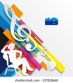ABSTRACT MUSIC BACKGROUND WITH NOTES AND YOUTH