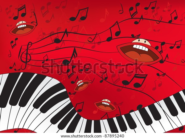 Abstract Music Background Piano Singing Mouths Stock Vector (Royalty ...