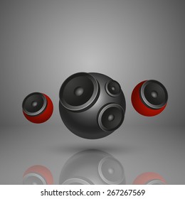 Abstract music background with round speakers. EPS10 vector.