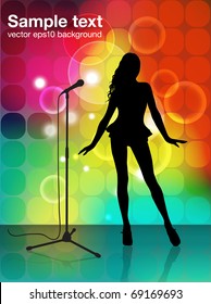 Abstract music background with singer and microphone