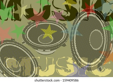 Abstract music background with music and speakers