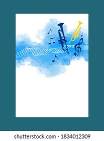 Abstract music background with trumpet in vector quality.