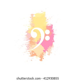 Abstract music background with various music notes and treble clef, vector illustration