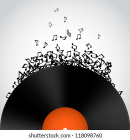Abstract music background. Vinyl disk