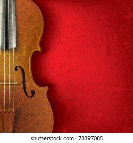 abstract music background with violin on red